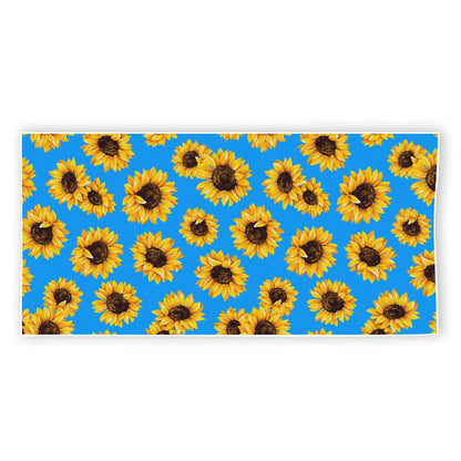 Blue Sunflower Pattern Print Beach Towel