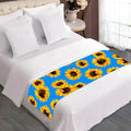 Blue Sunflower Pattern Print Bed Runner