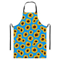 Blue Sunflower Pattern Print Bib Apron With Pocket