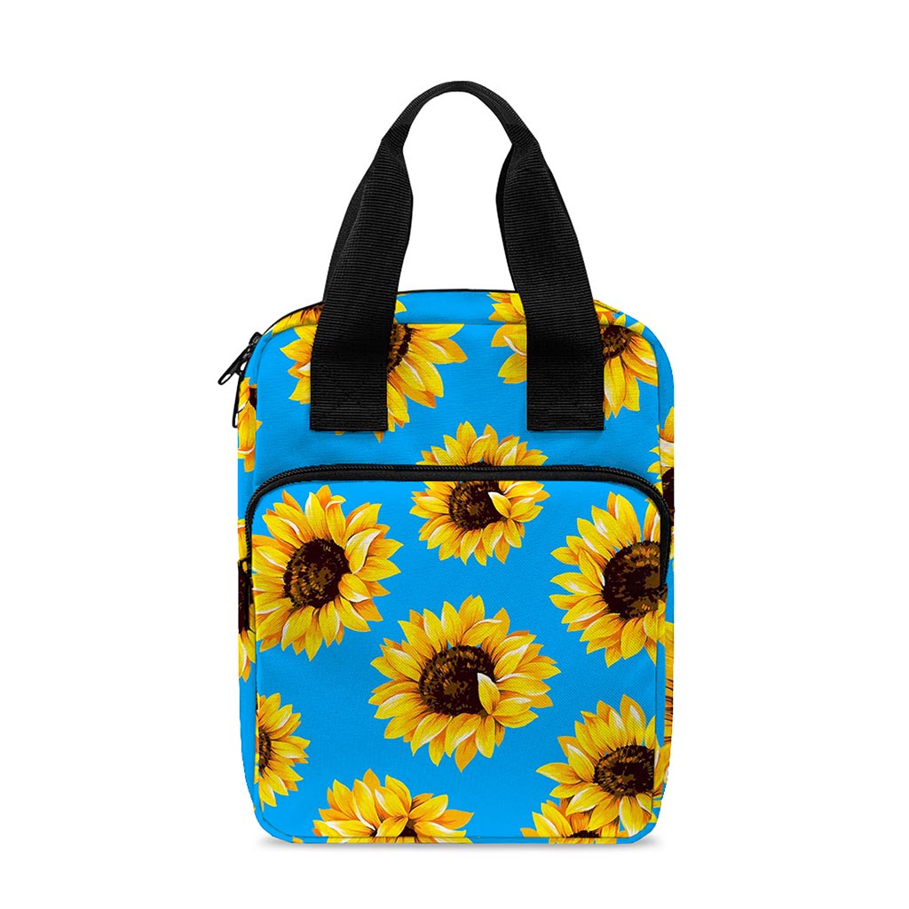 Blue Sunflower Pattern Print Bible Tote Bag