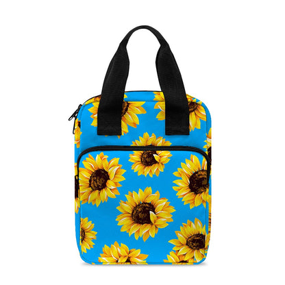 Blue Sunflower Pattern Print Bible Tote Bag
