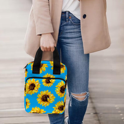 Blue Sunflower Pattern Print Bible Tote Bag