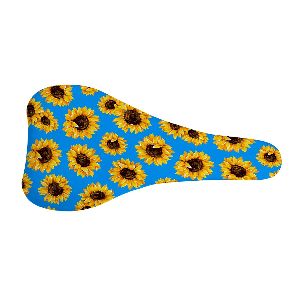Blue Sunflower Pattern Print Bicycle Seat Cover