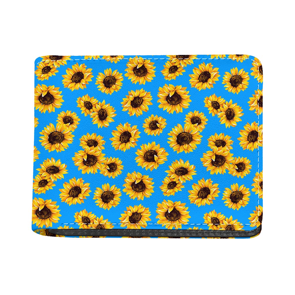 Blue Sunflower Pattern Print Bifold Wallet
