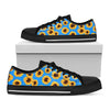 Blue Sunflower Pattern Print Black Low Top Sneakers