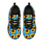 Blue Sunflower Pattern Print Black Running Shoes