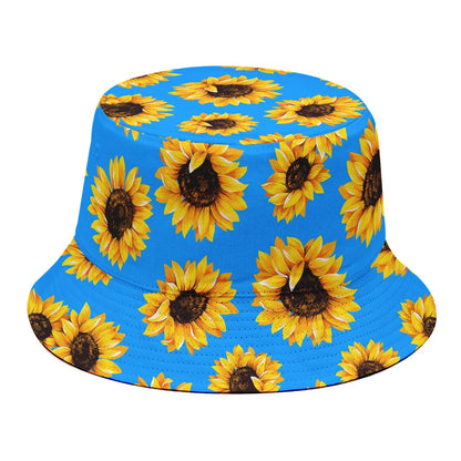 Blue Sunflower Pattern Print Bucket Hat