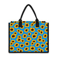 Blue Sunflower Pattern Print Canvas Tote Bag