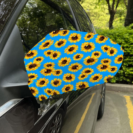 Blue Sunflower Pattern Print Car Side Mirror Covers
