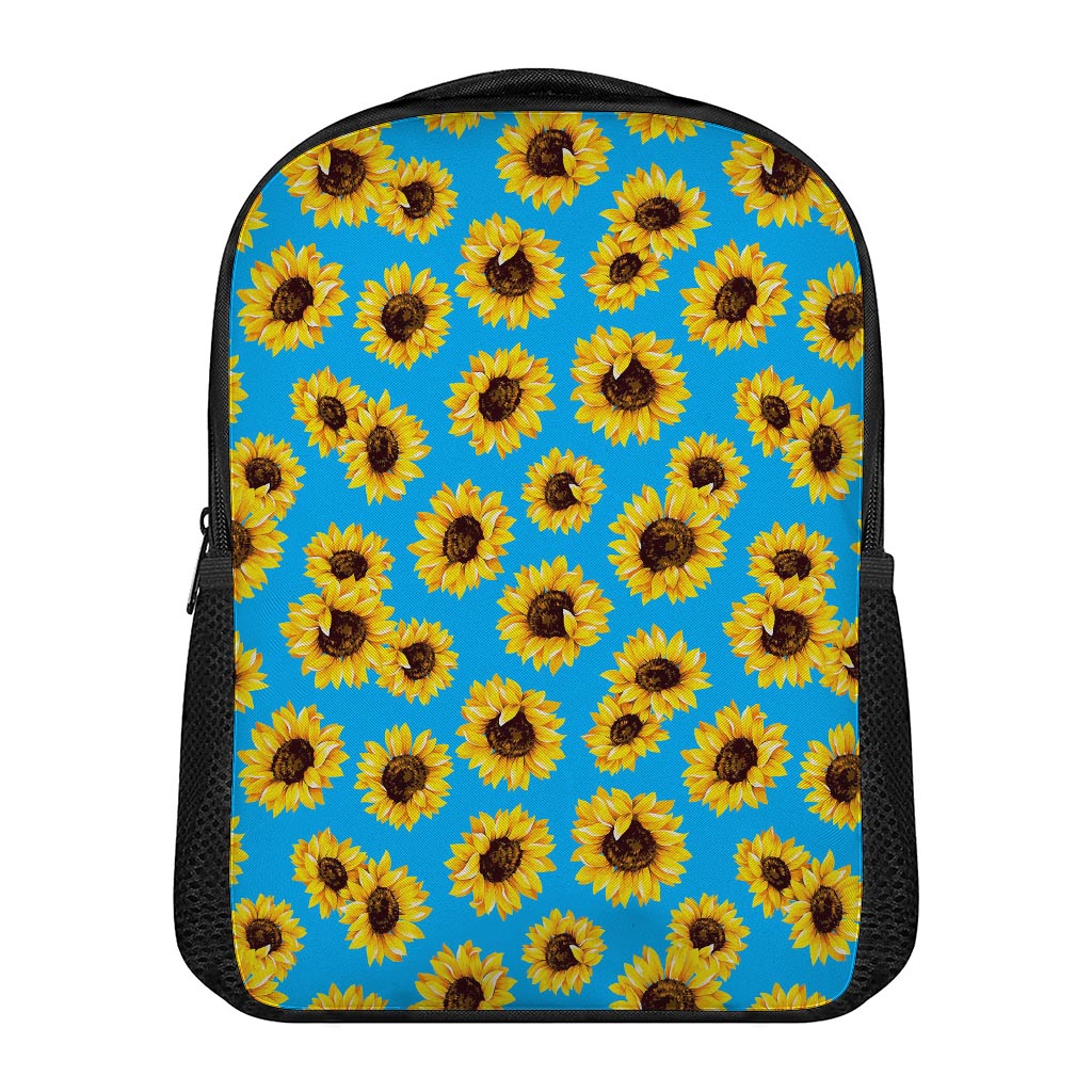 Blue Sunflower Pattern Print Casual Backpack