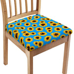 Blue Sunflower Pattern Print Chair Cushion Cover