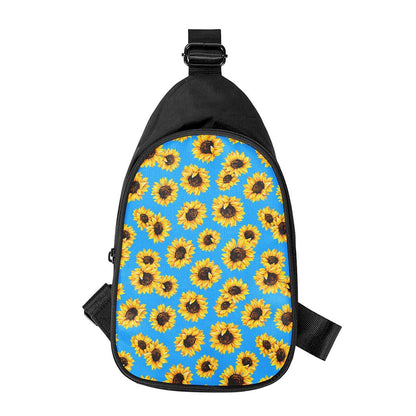 Blue Sunflower Pattern Print Chest Bag