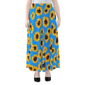Blue Sunflower Pattern Print Chiffon Maxi Skirt