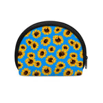 Blue Sunflower Pattern Print Coin Purse