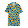 Blue Sunflower Pattern Print Cotton Hawaiian Shirt