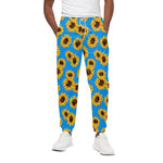 Blue Sunflower Pattern Print Cotton Pants