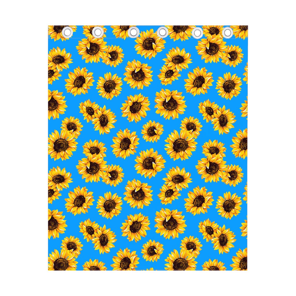 Blue Sunflower Pattern Print Curtain