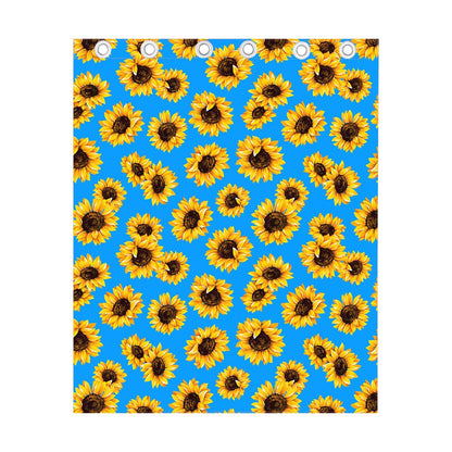 Blue Sunflower Pattern Print Curtain
