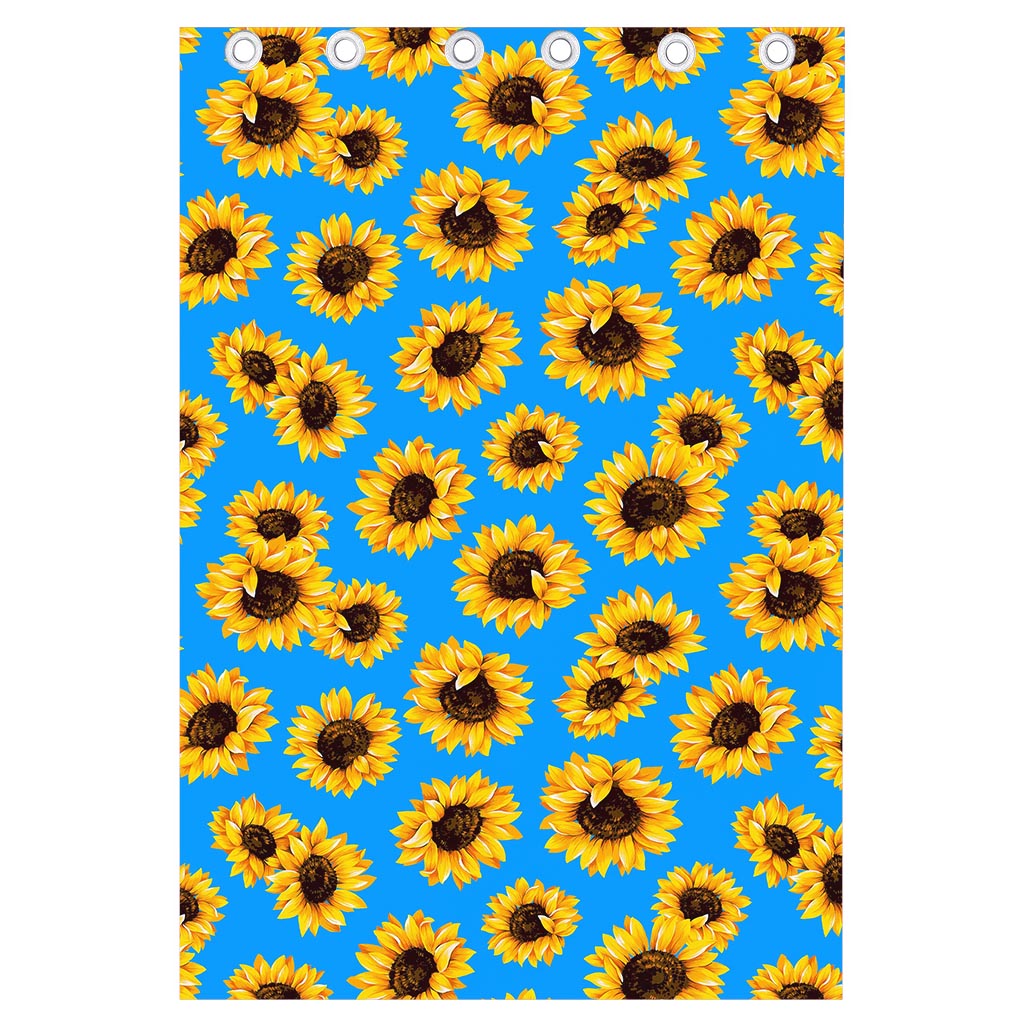 Blue Sunflower Pattern Print Curtain