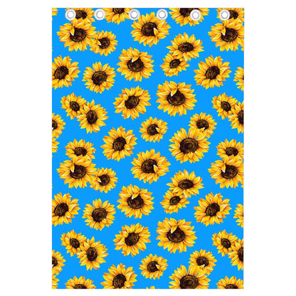 Blue Sunflower Pattern Print Curtain