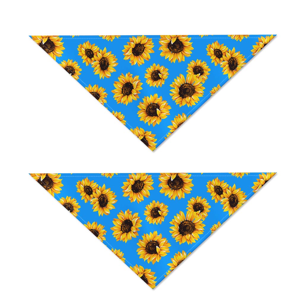 Blue Sunflower Pattern Print Dog Bandana