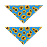 Blue Sunflower Pattern Print Dog Bandana