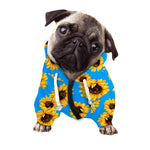 Blue Sunflower Pattern Print Dog Zip Up Hoodie