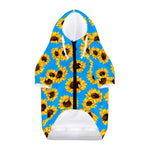 Blue Sunflower Pattern Print Dog Zip Up Hoodie