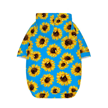 Blue Sunflower Pattern Print Dog Zip Up Hoodie