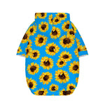 Blue Sunflower Pattern Print Dog Zip Up Hoodie