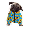 Blue Sunflower Pattern Print Dog Zip Up Jacket