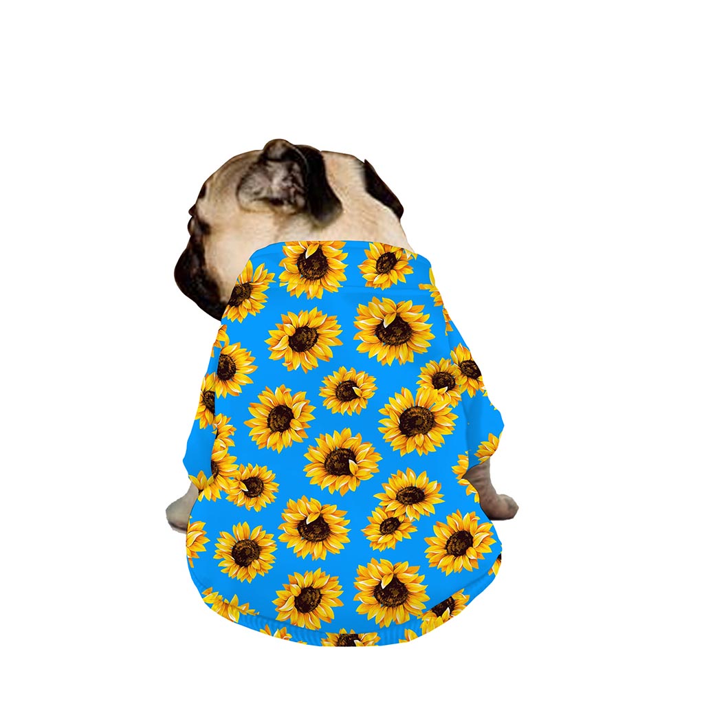 Blue Sunflower Pattern Print Dog Zip Up Jacket