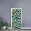 Blue Sunflower Pattern Print Door Sticker