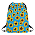 Blue Sunflower Pattern Print Drawstring Backpack