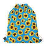 Blue Sunflower Pattern Print Drawstring Bag