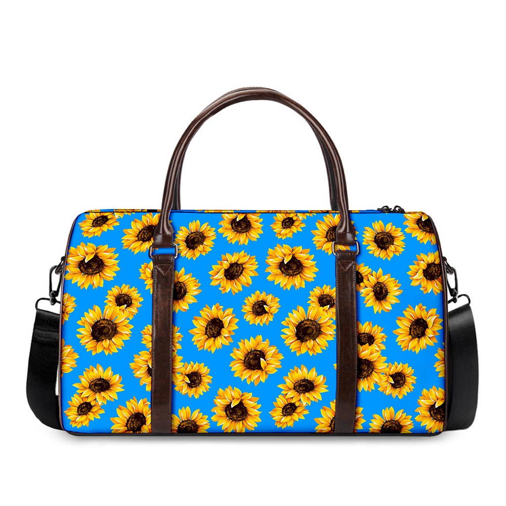 Blue Sunflower Pattern Print Duffle Bag