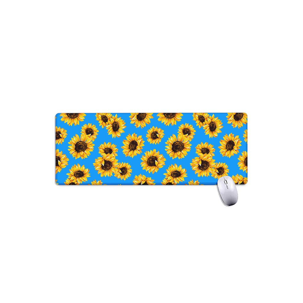 Blue Sunflower Pattern Print Extended Mouse Pad