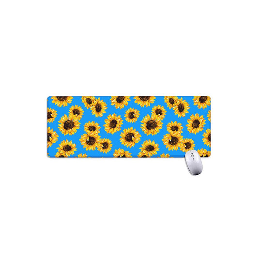 Blue Sunflower Pattern Print Extended Mouse Pad