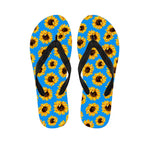 Blue Sunflower Pattern Print Flip Flops