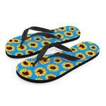 Blue Sunflower Pattern Print Flip Flops