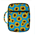 Blue Sunflower Pattern Print Front Pocket Bible Bag