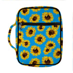 Blue Sunflower Pattern Print Front Pocket Bible Bag