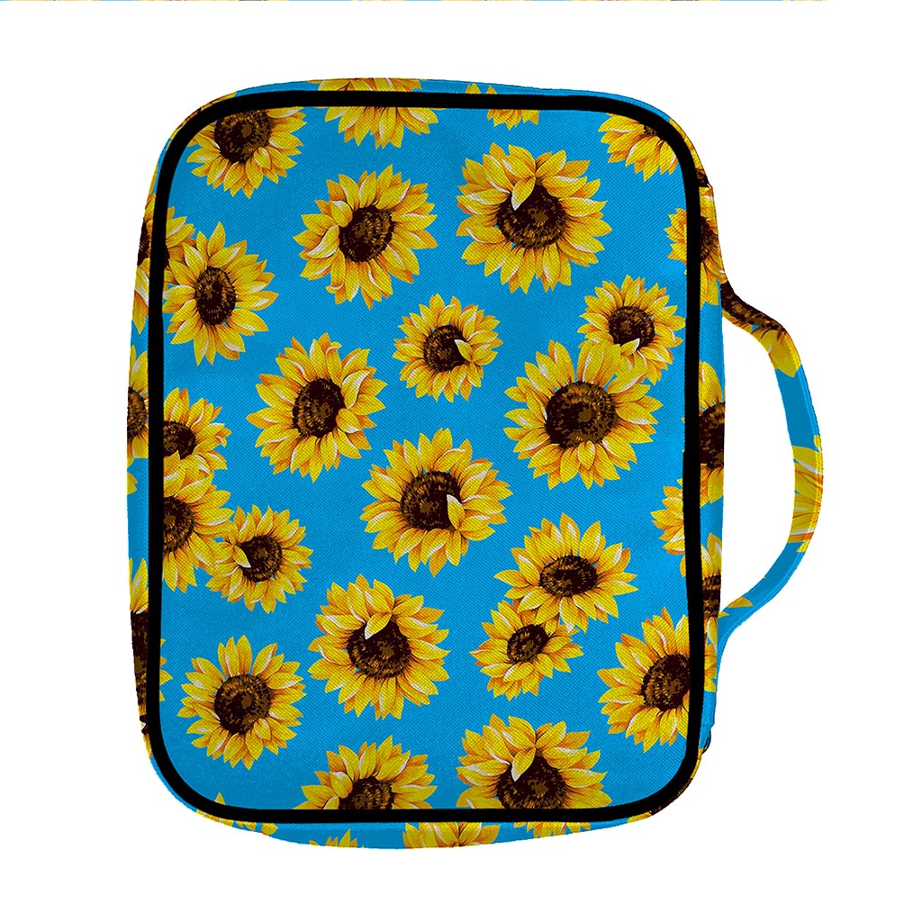 Blue Sunflower Pattern Print Front Pocket Bible Bag