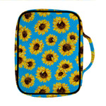 Blue Sunflower Pattern Print Front Pocket Bible Bag