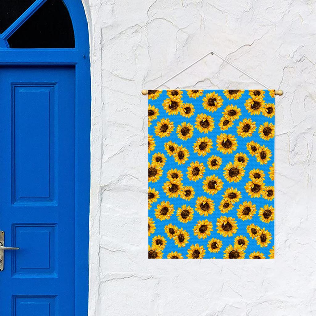 Blue Sunflower Pattern Print Garden Flag