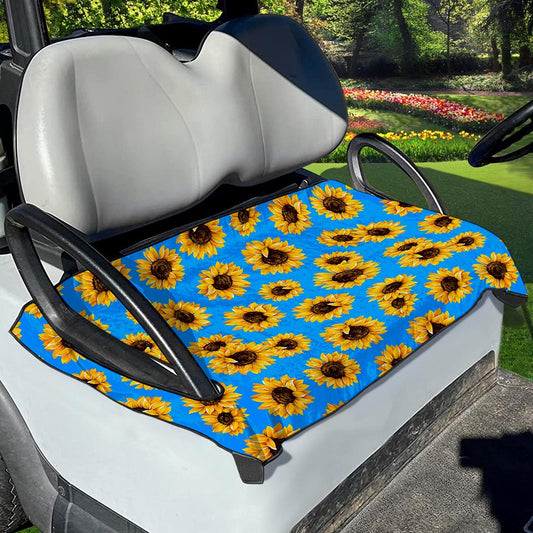 Blue Sunflower Pattern Print Golf Cart Seat Cover