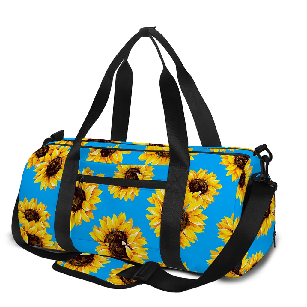 Blue Sunflower Pattern Print Gym Bag