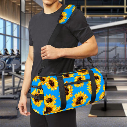 Blue Sunflower Pattern Print Gym Bag