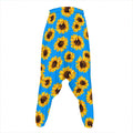 Blue Sunflower Pattern Print Hammer Pants