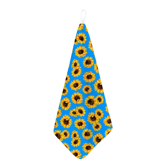 Blue Sunflower Pattern Print Hand Towel